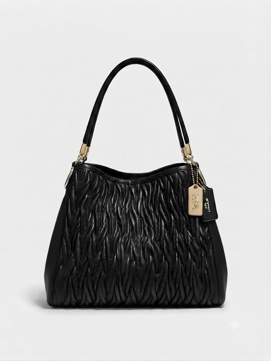 Coach Handbags - Coach Madison Phoebe Gathered Twist Leather Shoulder Bag - Black
